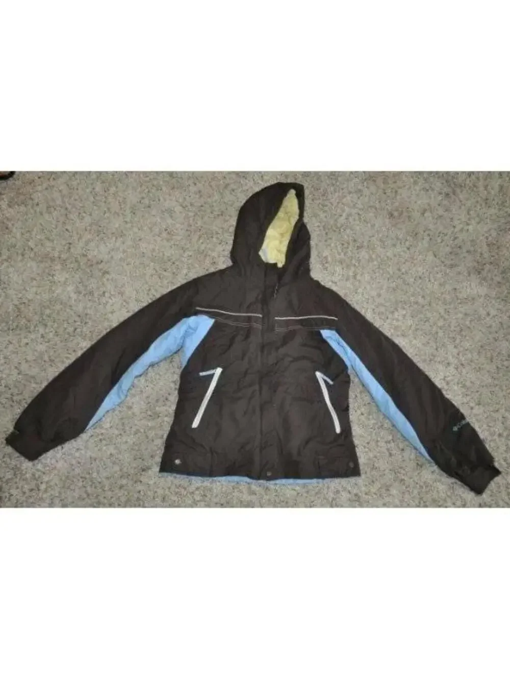 Columbia Winter Jacket Boys 14/16 Blue Brown Hooded Water Resistant Snow Ski